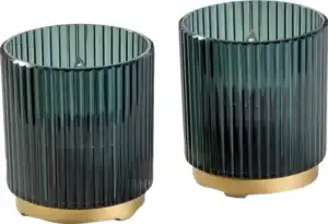 IDEENWELT Solar Windlichter 2er-Set grün-gold