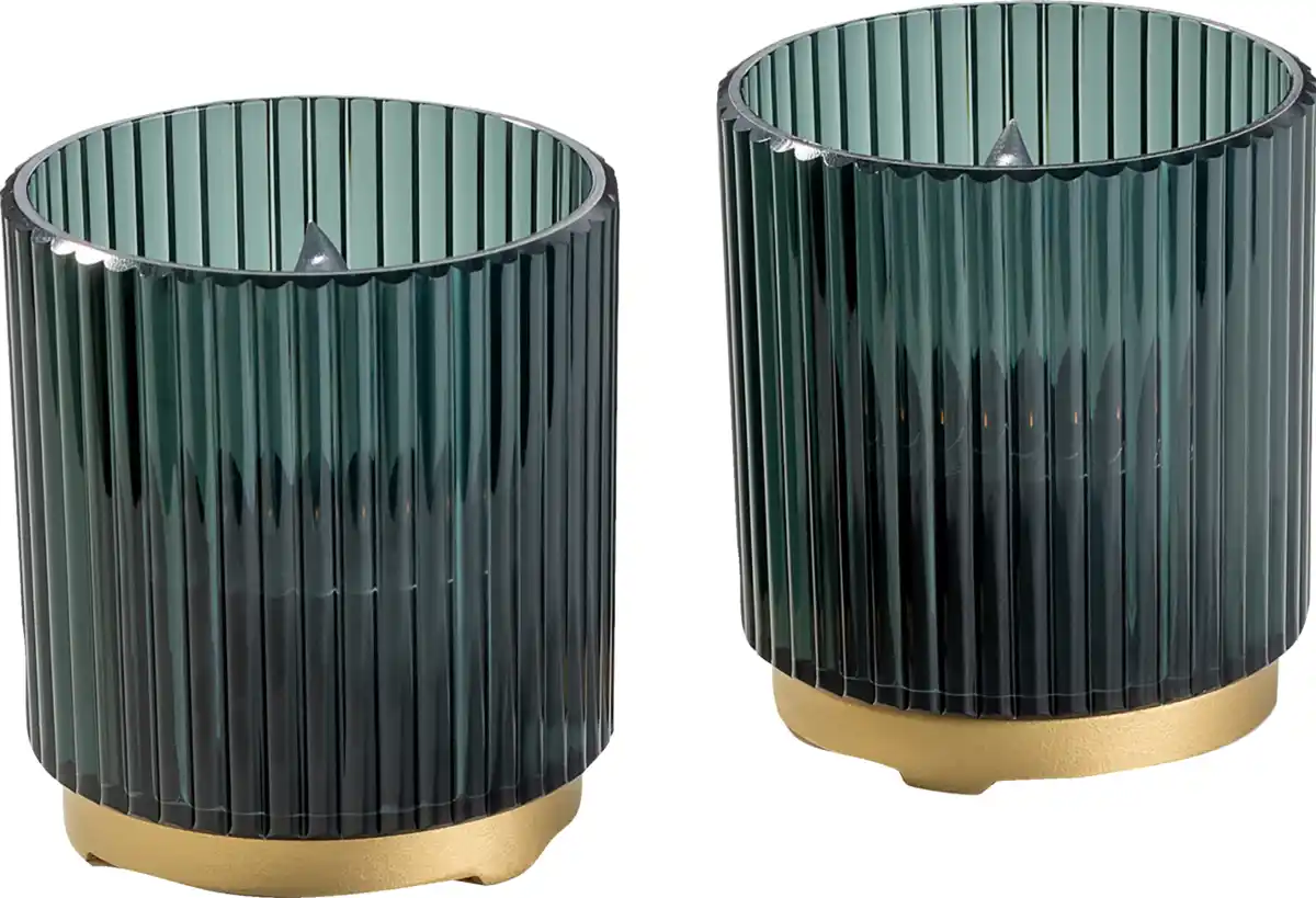 Bild 1 von IDEENWELT Solar Windlichter 2er-Set grün-gold