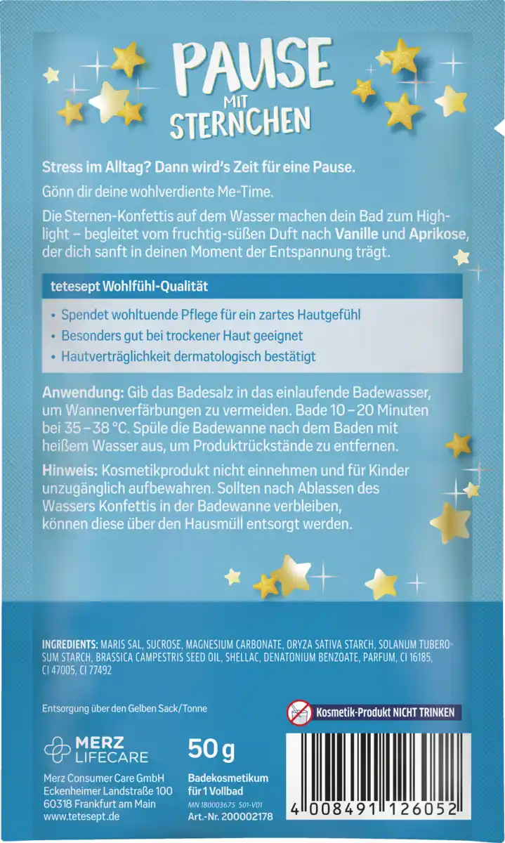 Bild 2 von tetesept Verwöhn-Badesalz Pause mit Sternchen, 50 g