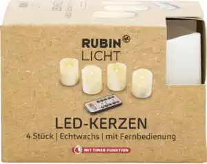 IDEENWELT RubinL 4er Set LED Kerzen Rusti mini mit
