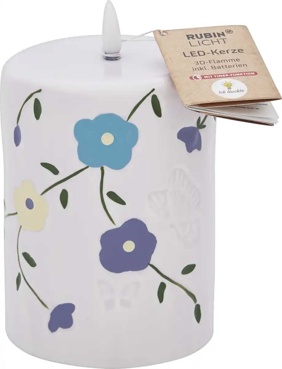 Bild 1 von IDEENWELT RubinL LED Kerze Blumen Design rosa