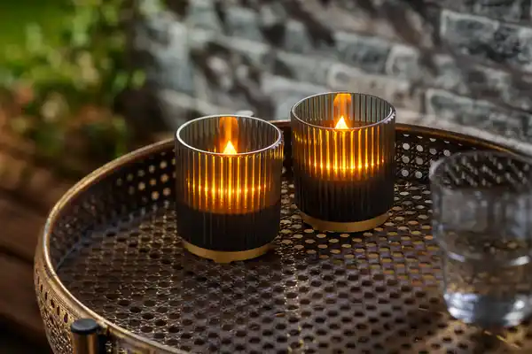 Bild 2 von IDEENWELT Solar Windlichter 2er-Set grün-gold