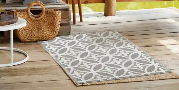 Bild 2 von IDEENWELT Outdoorteppich grau & weiß