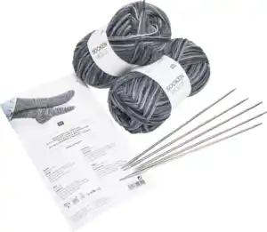 Rico Design Strickset Sockenwolle grau, 100 g