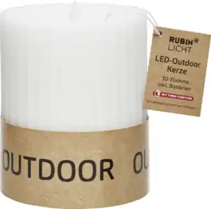 IDEENWELT RubinL LED Outdoor Kerze Echtwachs weiss