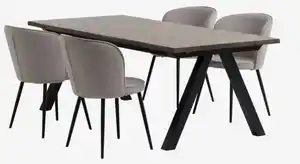 SANDBY L210 Tisch Eiche dunkel + 4 RISSKOV hellgrau