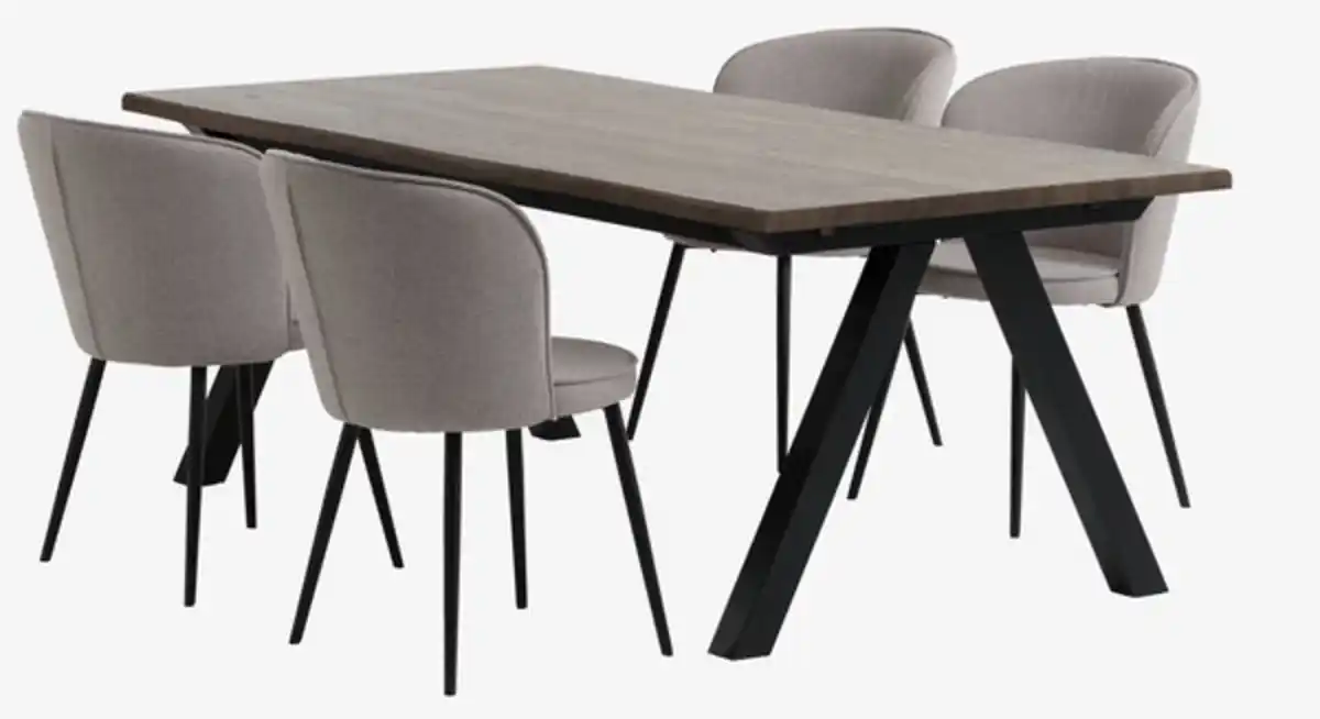 Bild 1 von SANDBY L210 Tisch Eiche dunkel + 4 RISSKOV hellgrau