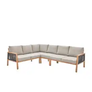 CASAYA Eckloungeset »Solivio«, 5-teilig, Ropebespannung, Holzoptik/Aluminium