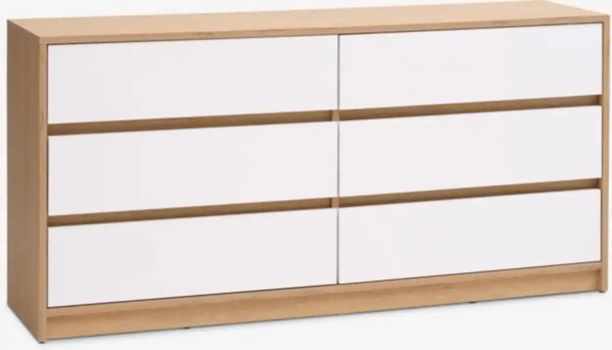 Bild 1 von 3+3 Schubladen Kommode BILLUND weiß/Eiche natur