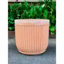 Bild 1 von Pflanzgefäß, White Washed Terracotta mit Rillen, HxØ: 21 x 20 cm
