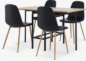 FOLDINGBRO L130 Tisch Eiche w. + 4 JONSTRUP Stühle schwarz