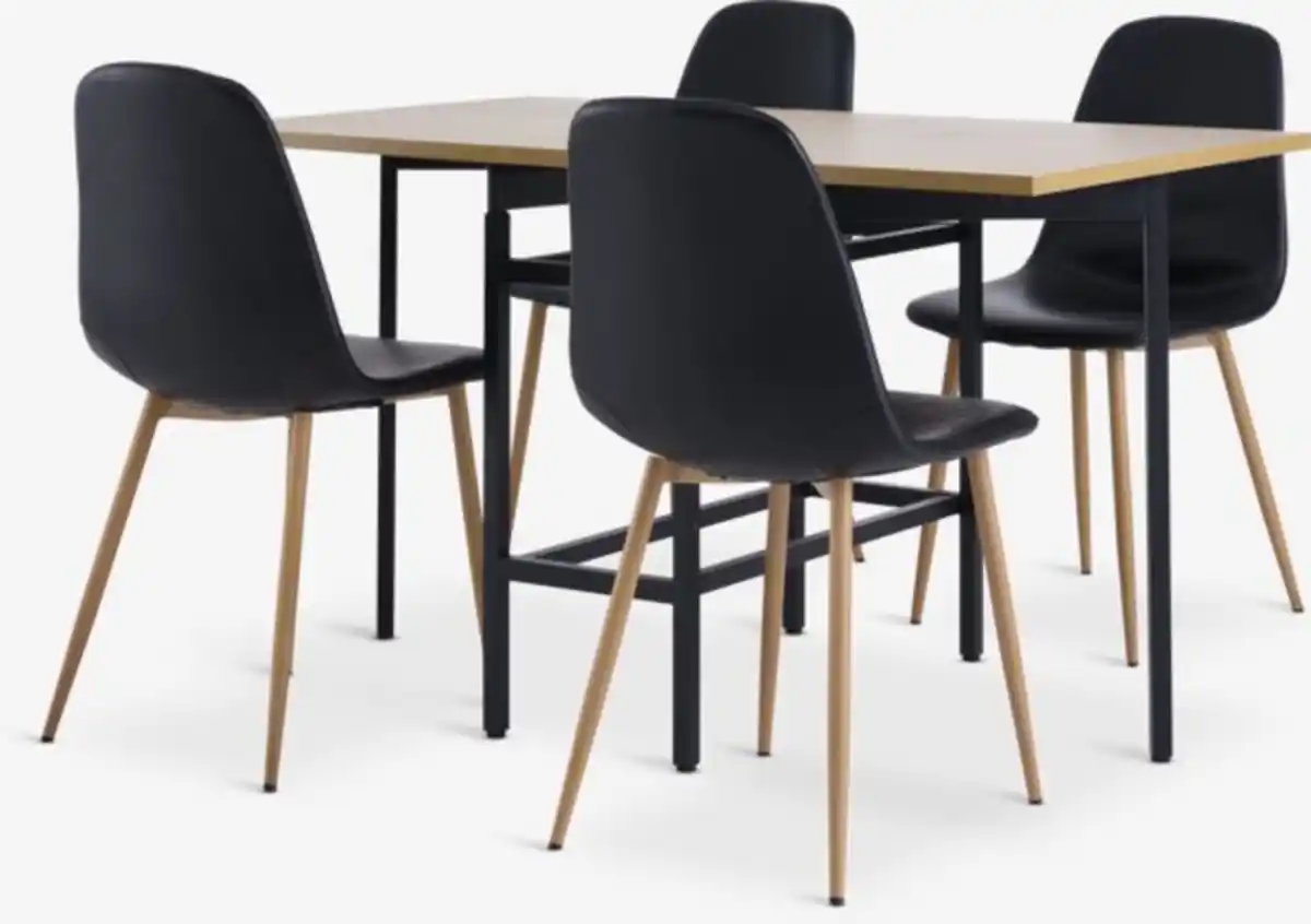 Bild 1 von FOLDINGBRO L130 Tisch Eiche w. + 4 JONSTRUP Stühle schwarz