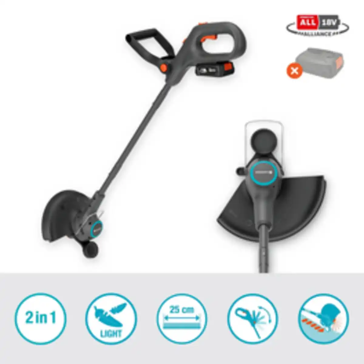 Bild 2 von GARDENA Akku-Trimmer »EasyTrim 25«, ohne Akku und Ladegerät, 18V