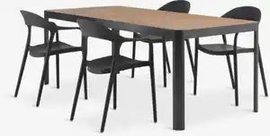 SIRDAL L211 Tisch Hartholz + 4 NANNESTAD Stühle