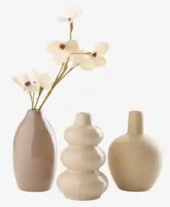 Vase AMUNDSEN Ø6xH10 cm beige 3Stk/Pack.