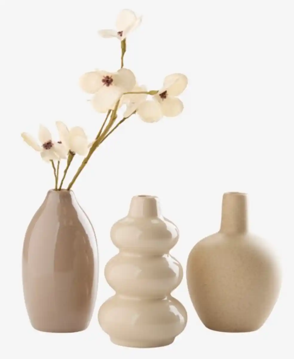 Bild 1 von Vase AMUNDSEN Ø6xH10 cm beige 3Stk/Pack.