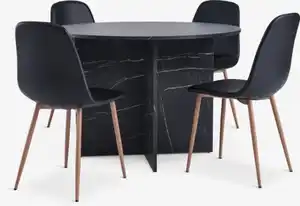 KRONDAL Ø110 Tisch Marmor + 4 JONSTRUP Stühle schwarz