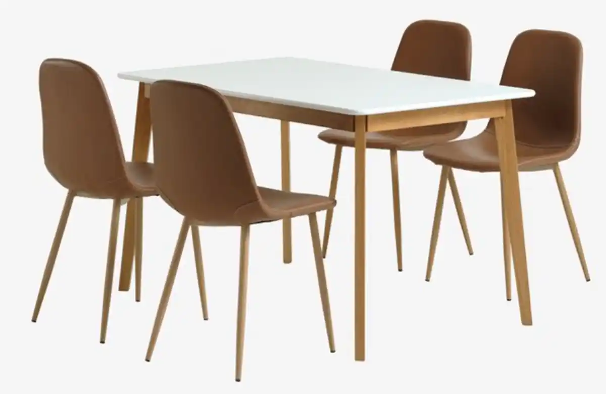 Bild 1 von JEGIND L130 Tisch weiß + 4 JONSTRUP Stühle cognac