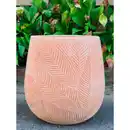 Bild 1 von Pflanzgefäß, White Washed Terracotta mit Blattmuster, HxØ: 26 x 27 cm