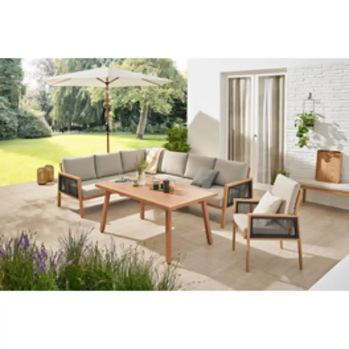 Bild 3 von CASAYA Eckloungeset »Solivio«, 5-teilig, Ropebespannung, Holzoptik/Aluminium