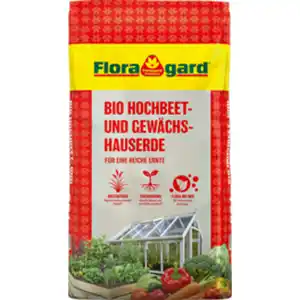 FLORAGARD Hochbeet- und Gewächshauserde, Bio, 60 Liter