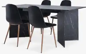 KRONDAL L180 Tisch Marmor + 4 JONSTRUP Stühle schwarz
