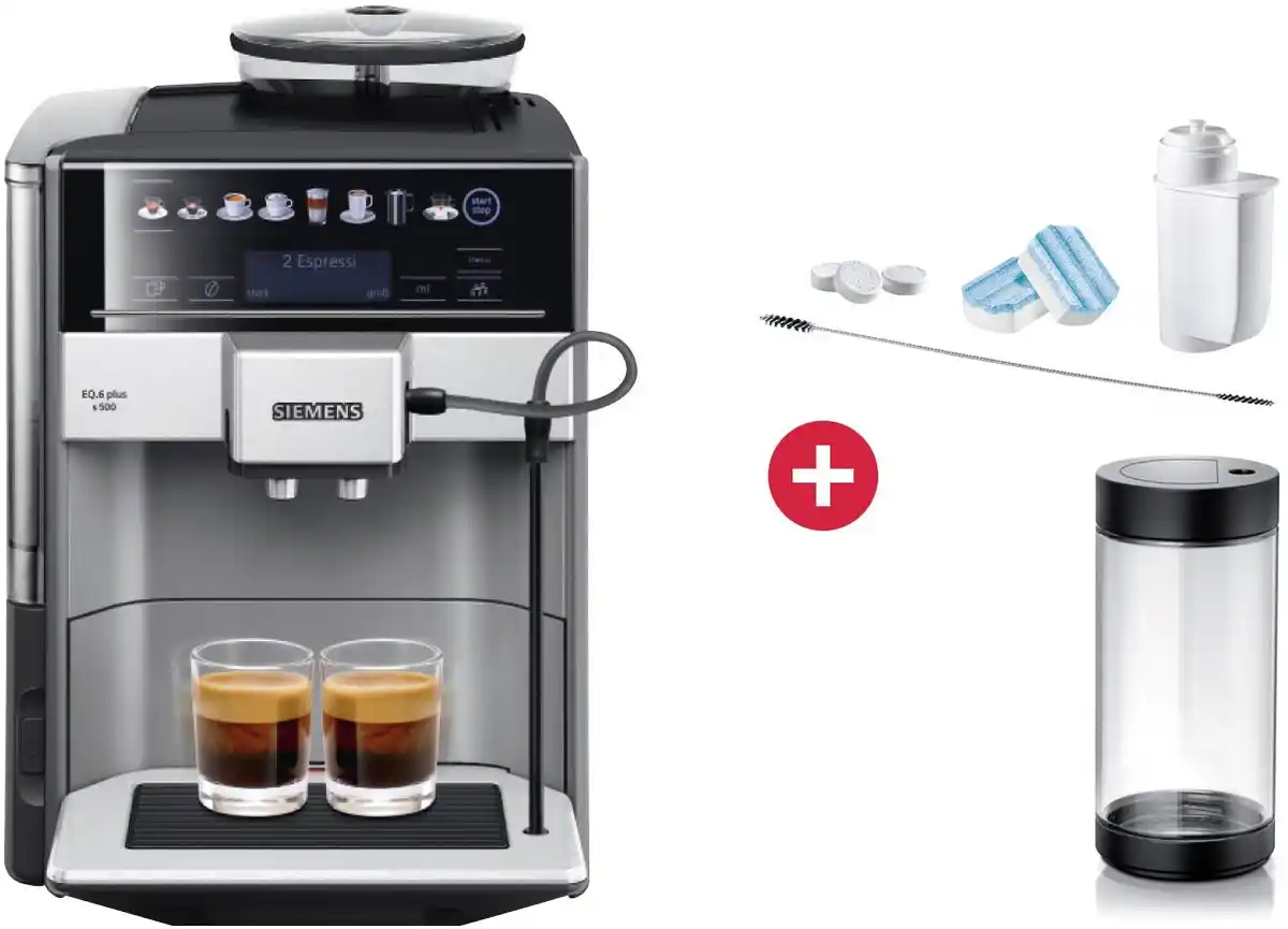 Bild 1 von TE655503DE EQ6 plus s500 Kaffee-Vollautomat + Dein Geschenk: Siemens TZ80004 Pflegeset & Milchcontainer
