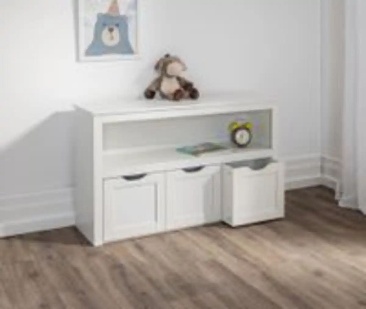 Bild 2 von Kinderregal mit drei Schubladen für Spielzeugaufbewahrung, ca. 102 x 30 x 60 cm - Weiß