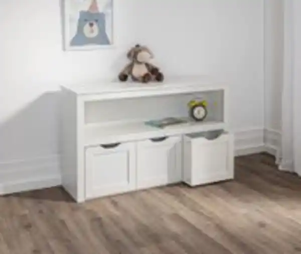 Bild 2 von Kinderregal mit drei Schubladen für Spielzeugaufbewahrung, ca. 102 x 30 x 60 cm - Weiß
