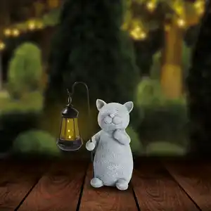 Solar-Katze mit LED-Laterne, ca. 22x13x30 cm