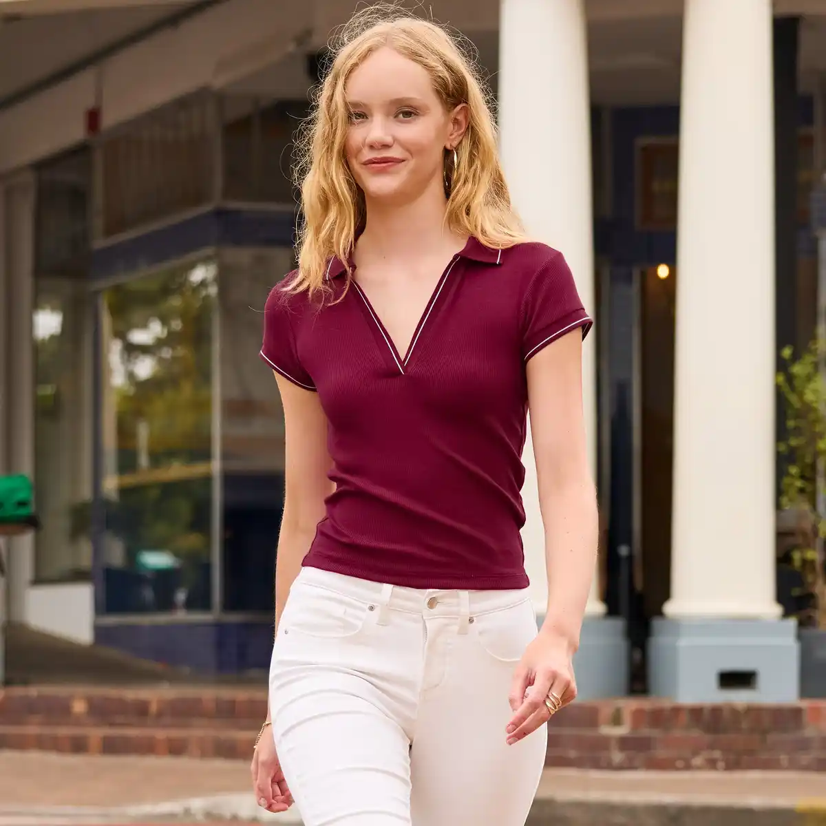 Bild 1 von Damen-Poloshirt mit Ripp-Struktur