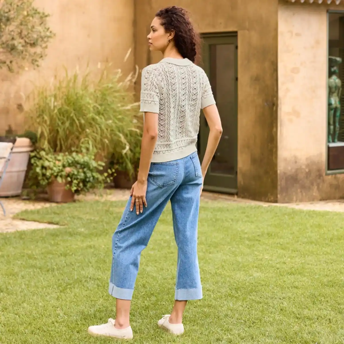 Bild 4 von Damen-Capri-Jeans mit Strasssteinen