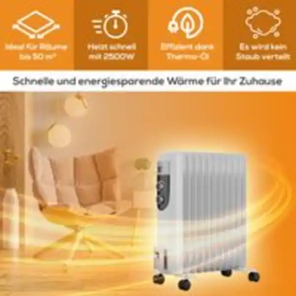 Bild 4 von Ölradiator mit 11 Rippen, Elektroheizung mit 3 Heizstufen, 2300 W, Öl-Heizung