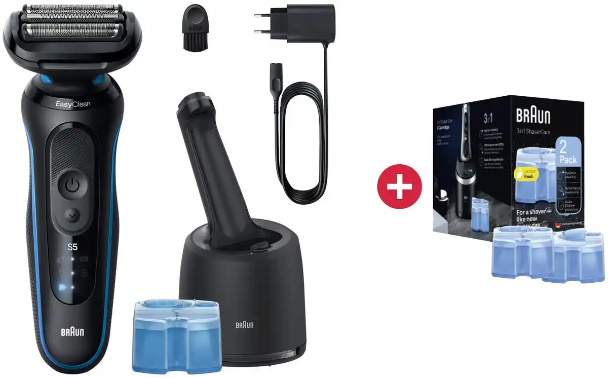 Bild 1 von 52-B7000cc Series 5 Trocken-Nass Rasierer + Dein Geschenk: Braun Nachfüllkartuschen (2er-Pack) für Reinigungsstation