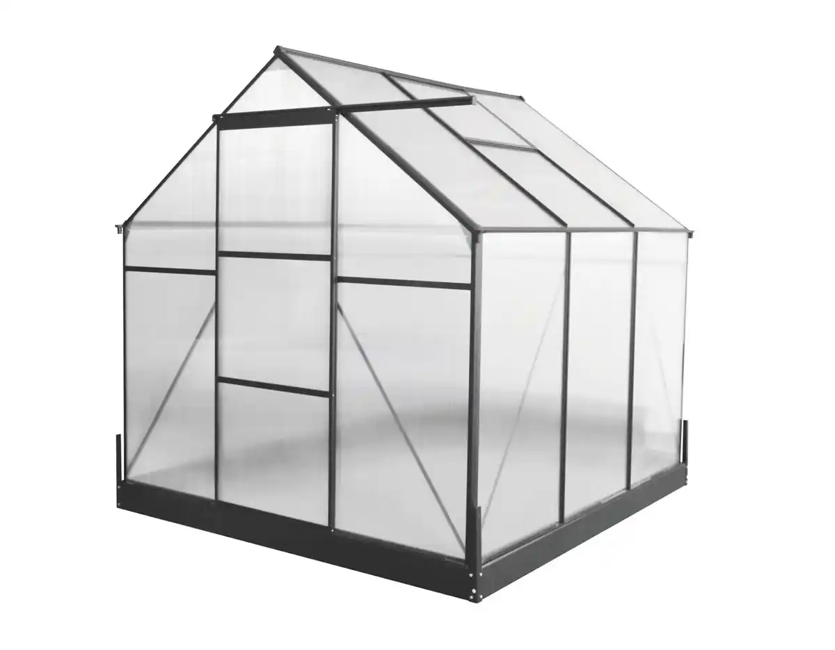 Bild 1 von Aluminium Gewächshaus mit Dachfenster "Hanoi" , ca. 190 x 190 x 207 cm - Silber