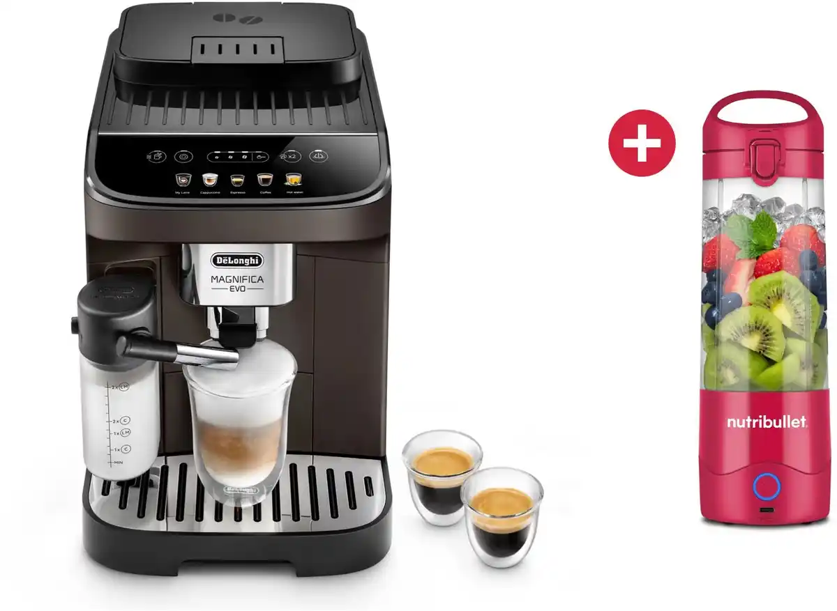 Bild 1 von Magnifica Evo ECAM 293.61.BW Kaffee-Vollautomat + Dein Geschenk: nutribullet NBP003MA Smoothie Maker
