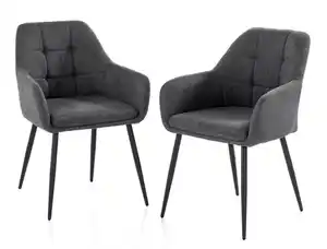 2er-Set Esszimmerstuhl, gepolstert aus Samtbezug, ca. 61 x 59 x 84,5 cm - Anthrazit