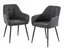 Bild 1 von 2er-Set Esszimmerstuhl, gepolstert aus Samtbezug, ca. 61 x 59 x 84,5 cm - Anthrazit