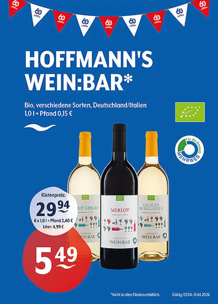 Bild 1 von HOFFMANN'S WEIN:BAR* Bio verschiedene Sorten Deutschland/Italien