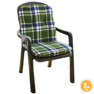 Solax-Sunshine Niedriglehner-Polsterauflage, je ca. 98 x 50 x 5 cm - Karo Grün, 2er-Set