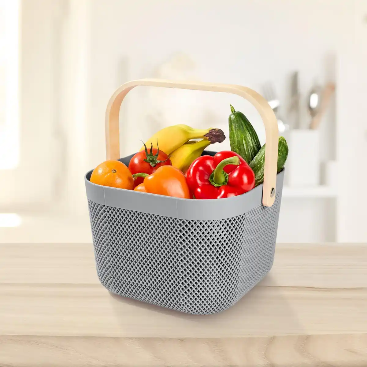 Bild 1 von Aufbewahrungskorb mit Bambusgriff, ca. 24x25,5x17,5 cm