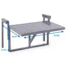 Bild 3 von Klappbarer Balkon-Hängetisch aus FSC Akazienholz, ca. 64 x 76 x 51 cm – Hellgrau