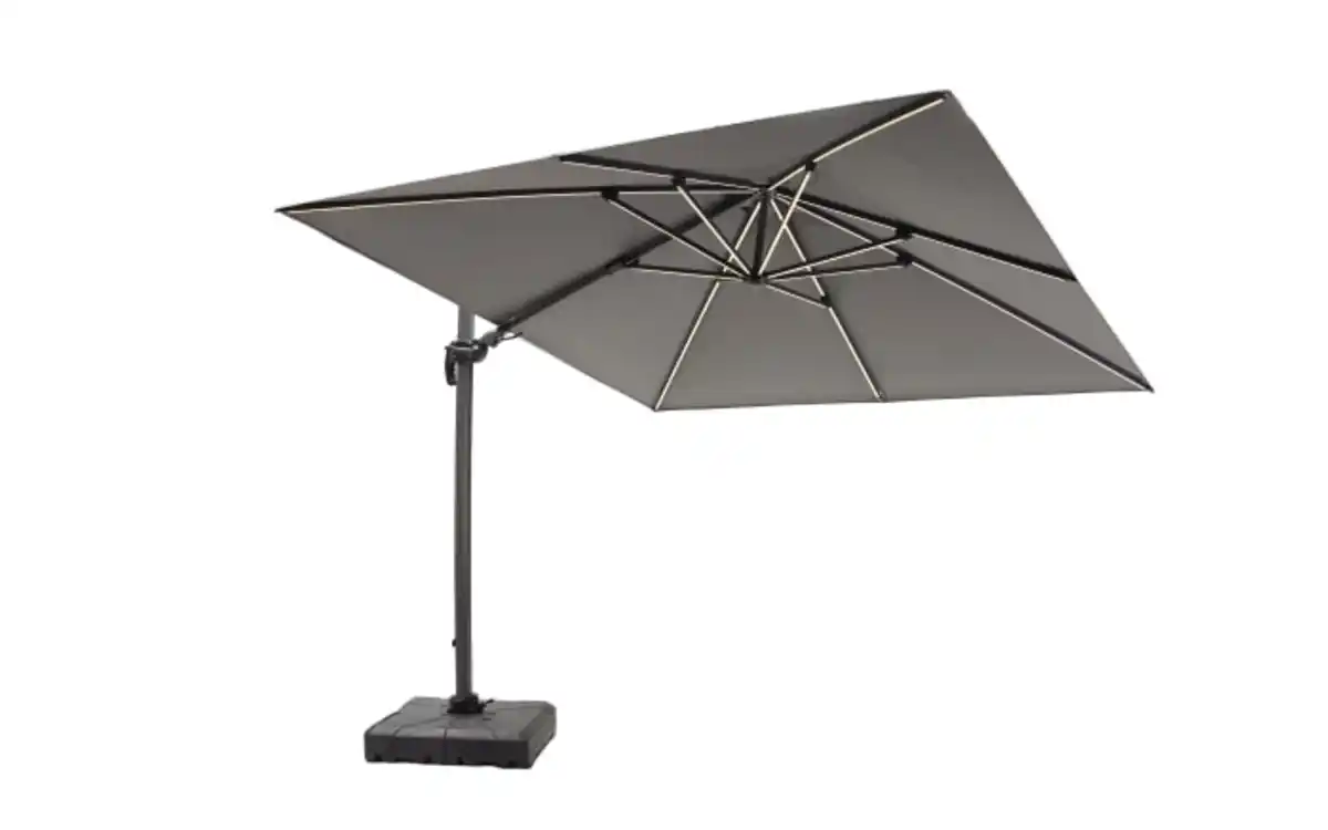 Bild 1 von Sonnenschirm, grau, 300 x 256 cm, inkl. LED Solarbeleuchtung