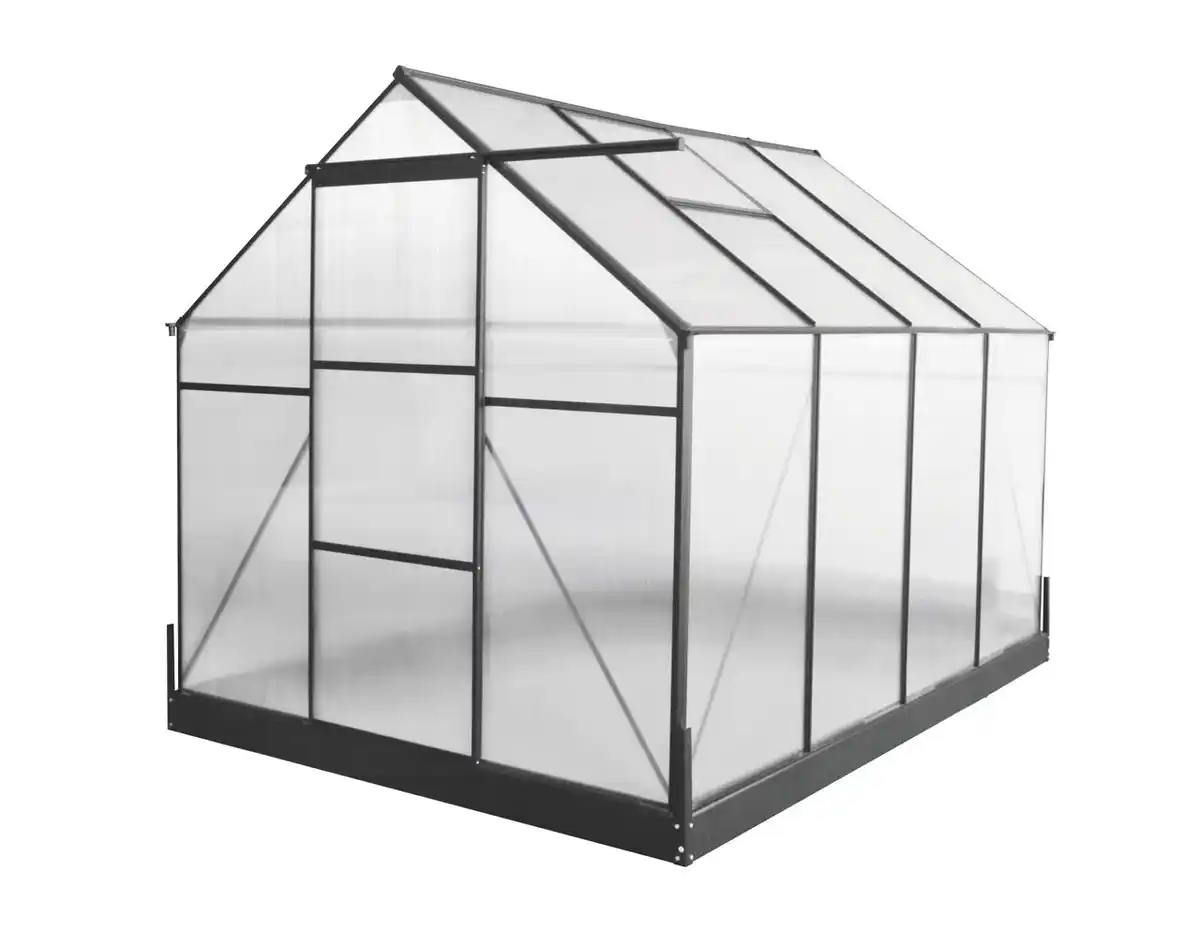 Bild 1 von Aluminium Gewächshaus mit Dachfenster "Hanoi" , ca. 250 x 190 x 207 cm - Silber