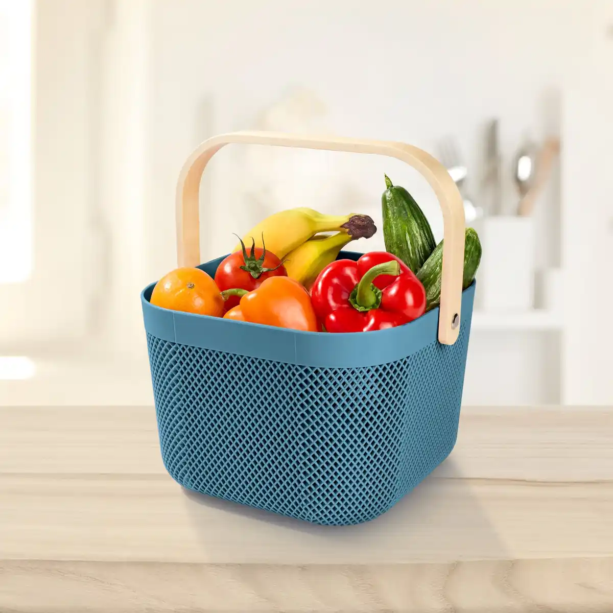 Bild 1 von Aufbewahrungskorb mit Bambusgriff, ca. 24x25,5x17,5 cm