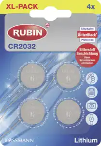 RUBIN CR2032 Lithium Knopfzelle 4St