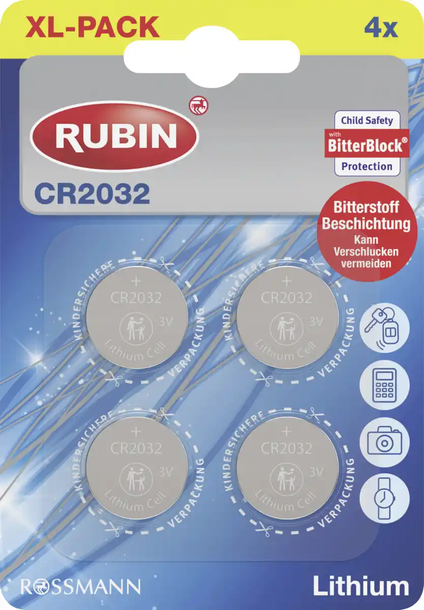 Bild 1 von RUBIN CR2032 Lithium Knopfzelle 4St