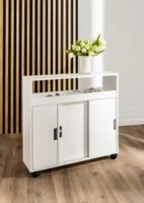 Bild 2 von Rollschrank mit Schubladen und Ablage, ca. 70 x 20 x 71 cm - Weiß