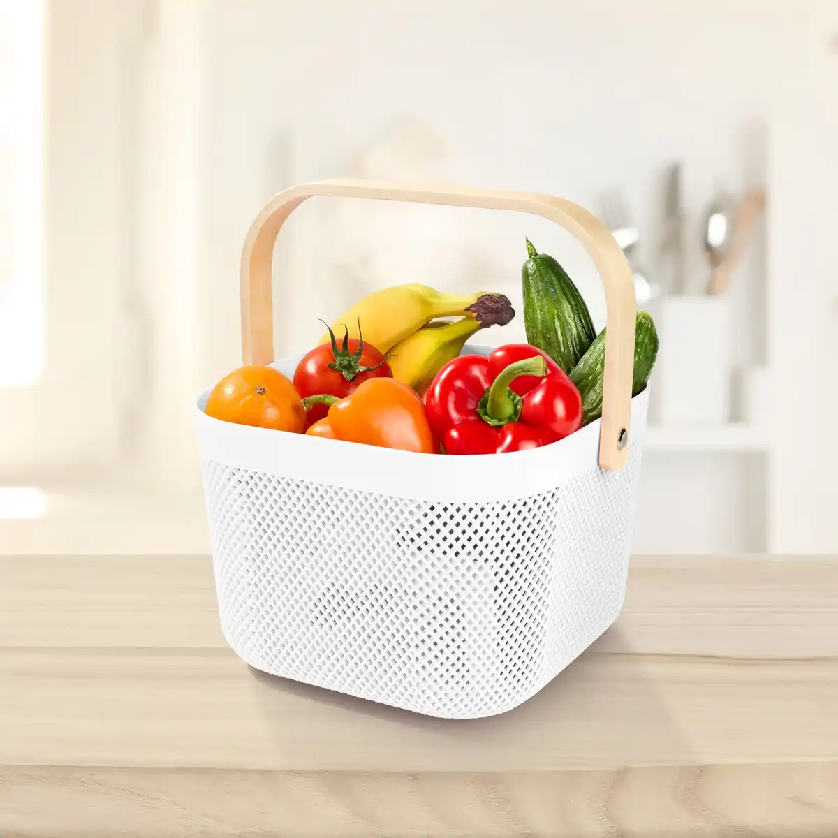 Bild 1 von Aufbewahrungskorb mit Bambusgriff, ca. 24x25,5x17,5 cm