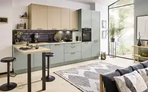 Einbauküche Esilia, eukalyptus/Eiche-Nachbildung, inkl. Bosch Elektrogeräte